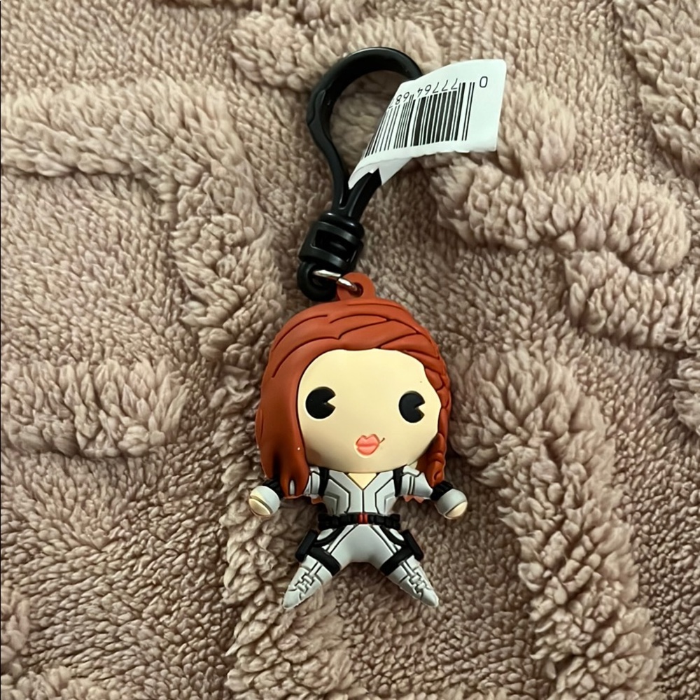 Marvel Black Widow Keychain Bag Clip with Orange Hair and Black Outfit